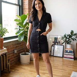 Zara Charcoal Button-Up denim dress